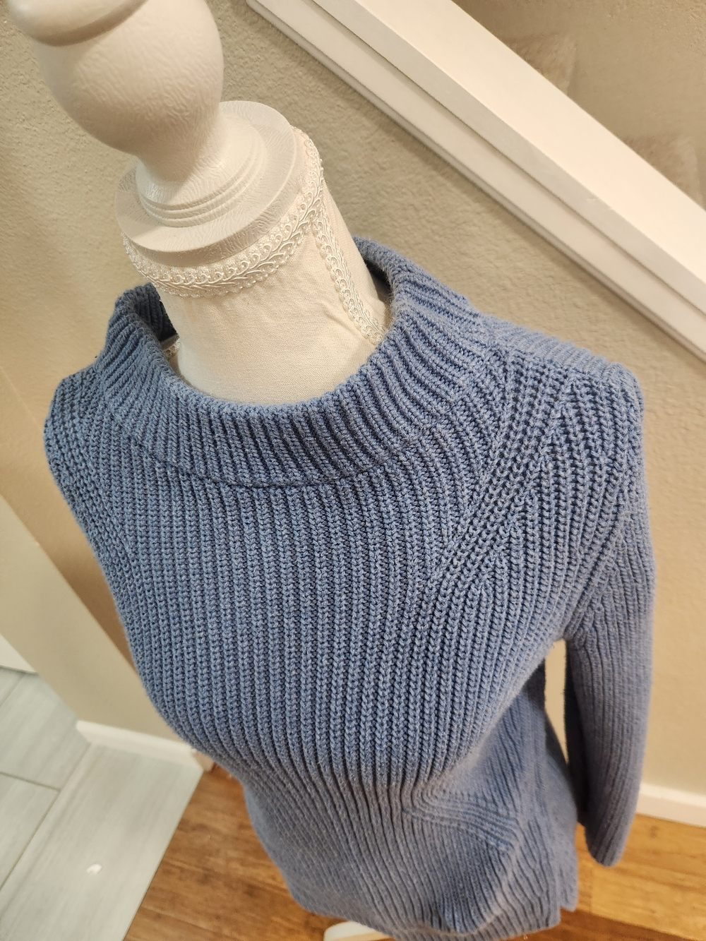 Talbots Light Blue Ribbed Cowl-Neck Sweater - Picture 5 of 6